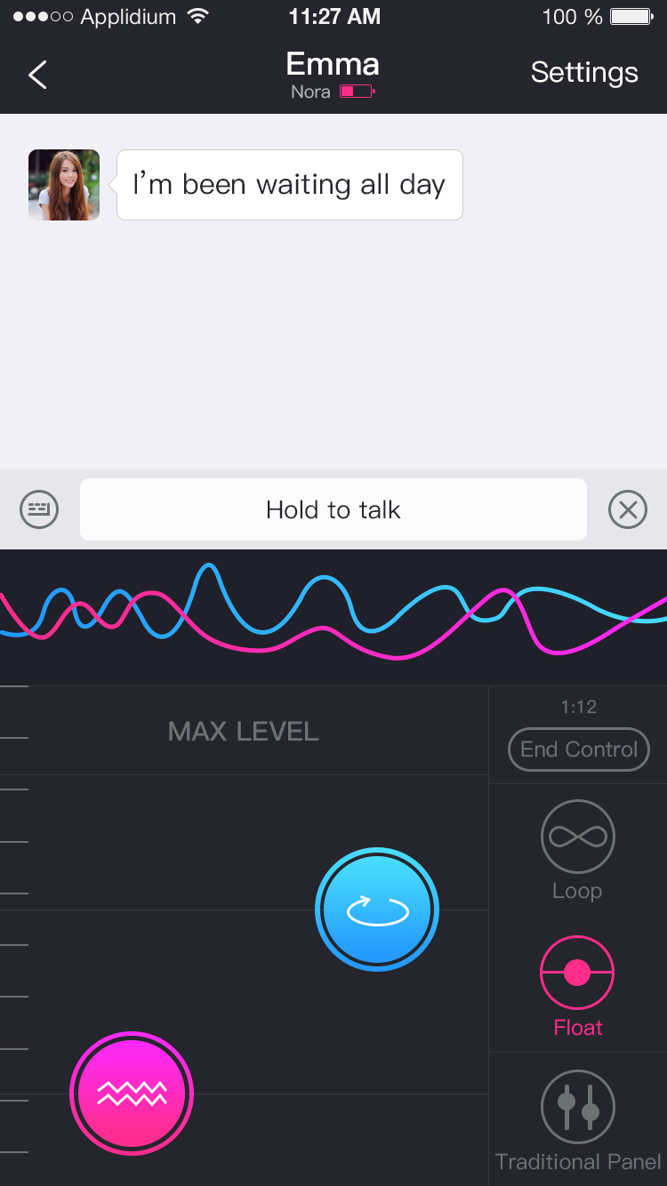 Captura de tela do aplicativo Lovense Remote long-distance control.