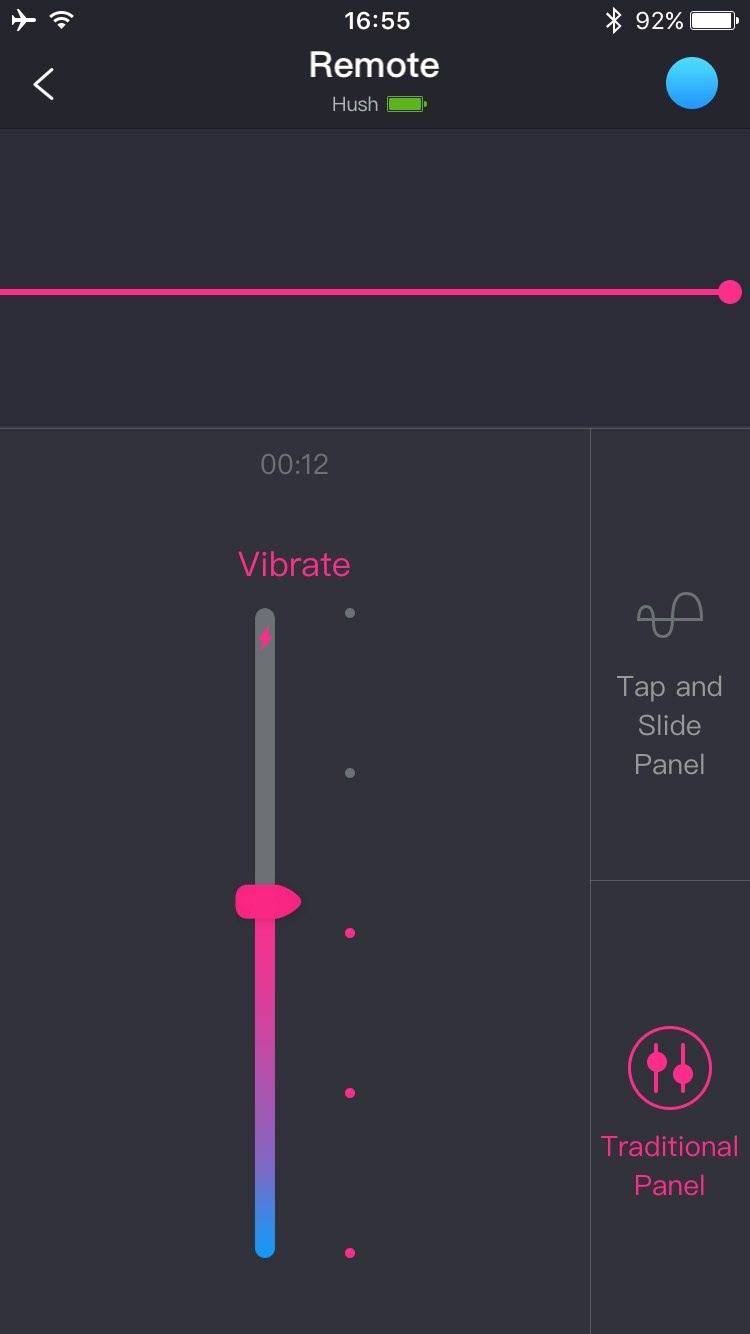 Captura de tela do aplicativo Lovense Remote: Controle Remoto Tradicional.